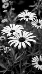 White flowers bloom in garden setting during sunny day