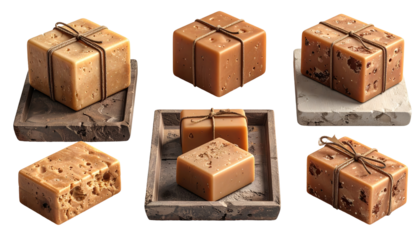 Stacked artisanal treats, light beige