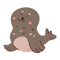 Cute animal in sitting position, seal.