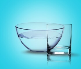 Big glass bowl with fresh clear water