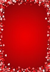"Romantic Red Background with Heart Border – Valentine's Day or Love-Themed Frame"