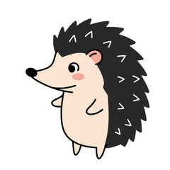 Fototapeta premium Cute cartoon hedgehog standing with a friendly expression 