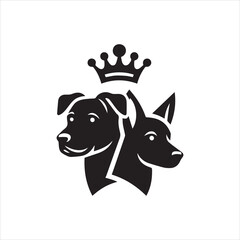 Royal Canine Companions A Crowned Duo of Dog Silhouettes.