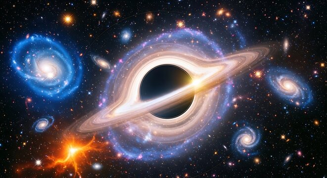 Black Hole in Space with Galaxies. - Powered by Adobe