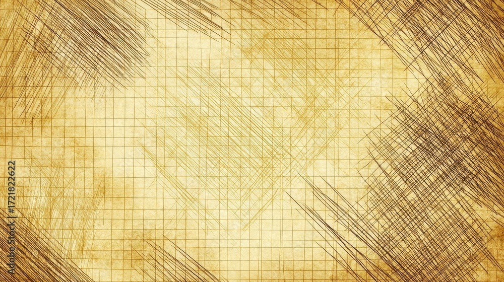 Poster textured background with grid pattern in warm golden tones