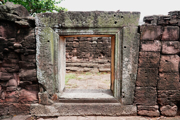 Phimai Historical Park, ancient rectangular complex of temples features intricate carvings & stone sculptures at Phimai District, Nakhon Ratchasima Province, Thailand.