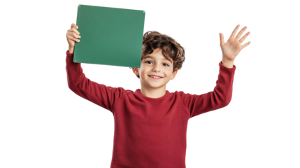 Holding up a blank green sign