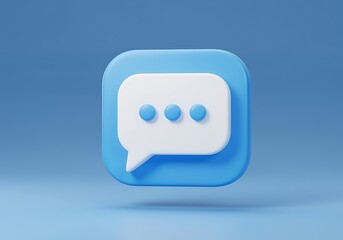 Fototapeta premium Blue and White 3D Speech Bubble Icon for Communication and Social Media Engagement with Trendy Design and Minimalist Style