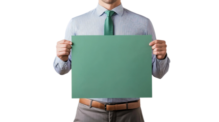 man holding a blank board