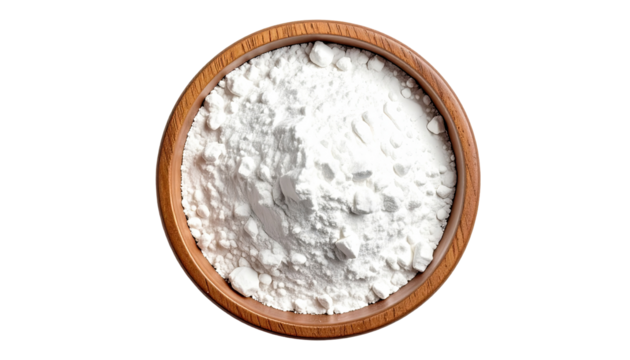 Wooden bowl filled with white flour (2)