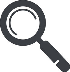 Simple black and white icon of a magnifying glass for investigations