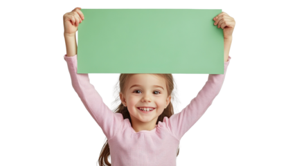 little girl holding a blank board