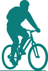 Silhouette of a cyclist riding a mountain bike outdoors