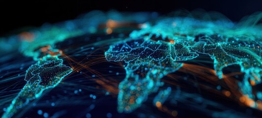 The intricate digital representation of the world with vibrant data connections.