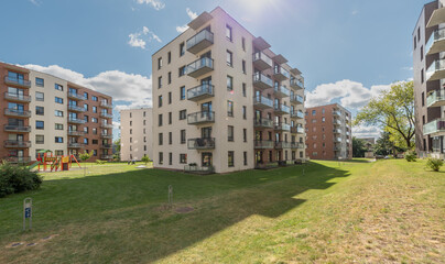 Residential Apartment Complex With Modern Architecture and Green Open Spaces