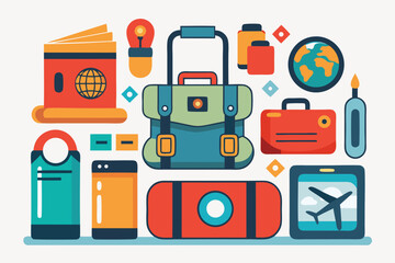 Travel essentials for a perfect adventure with suitcase, documents, and gadgets
