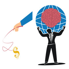 Business responsibility concept carries hand fishing the Dollar brain vector illustration design isolated