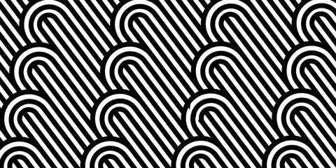 Seamless pattern with twisted lines, vector linear tiling background, stripy weaving, optical maze, twisted stripes.