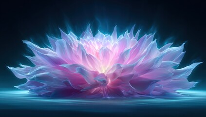 A vibrant, luminous flower with soft, ethereal colors.