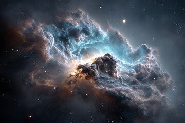 Exploring the cosmic beauty of outer space through digital artwork, with a nebula in high resolution, showcasing a captivating astronomy concept.