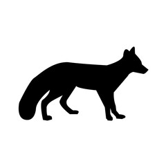 A clean, bold silhouette of a fox, perfect for use in logos, designs, or educational materials.