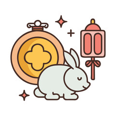 Obraz premium Mid autumn festival celebration with mooncakes lanterns and family togetherness joyful scene