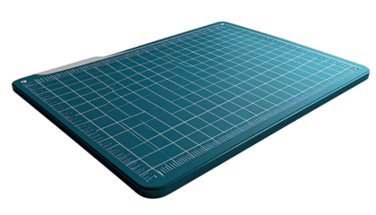 Teal cutting mat, angled view