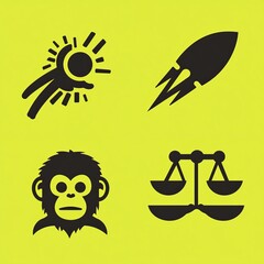 The modern image depicts Comet falling rapidly, symbolizing Aries zodiac, Libra, and Monkey icon