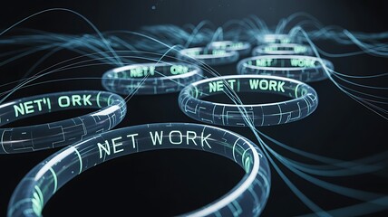 Glowing network rings with digital lines technology