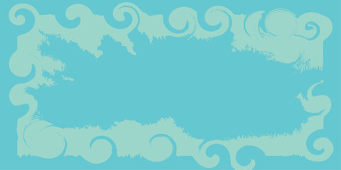 Elegant blue floral baby shower invitation card with a swirl and wave decoration