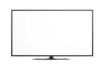 Modern flat screen television with silver bezel displaying a light gray screen studio shot isolated on transparent background