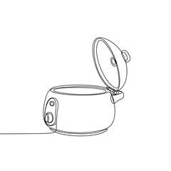 Electric rice cooker with open lid in minimalist line art style