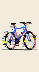 Obraz premium Blue bicycle with water bottle on light background.