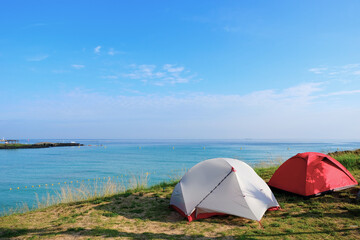 Ocean View Camping Tents At Hamdeok Beach Coastal Scene