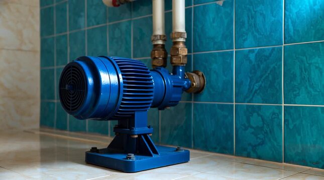 Blue Electric Water Pump System, Booster Pump for Household Water Supply and Pressure Boosting, Water Circulation in Utility Room