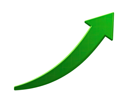 Green upward curving arrow (1)