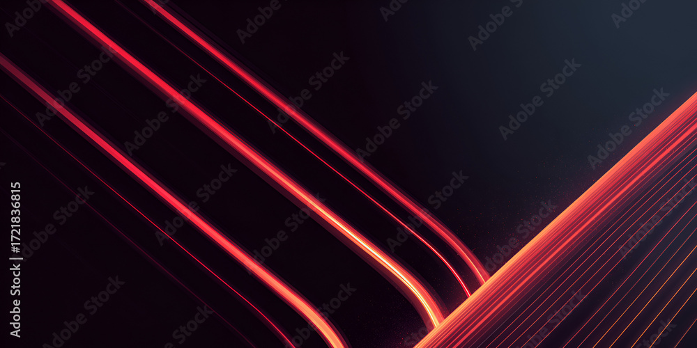 Poster diagonal glowing red lines with a v shape on dark background