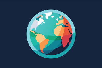 Obraz premium Colorful globe illustration showing continents against a dark background