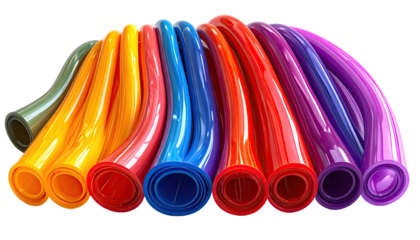 Colorful tubes, various vibrant hues