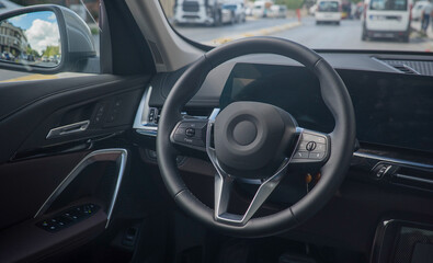Close up of steering wheel