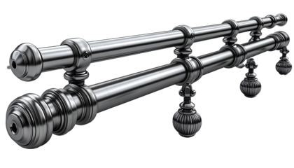 Polished chrome bar with decorative ends