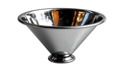 Polished metallic conical bowl