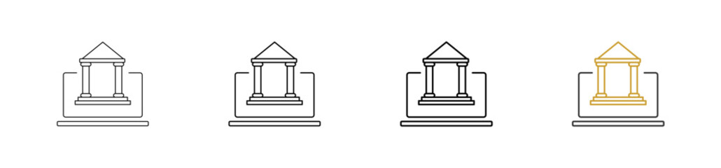 Online academy icon set outline style with various sizes