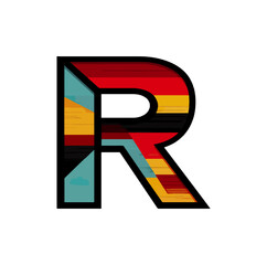 Colorful bold letter r graphic design