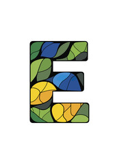 Stained glass letter e design