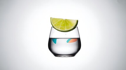 Fresh lime slice on clear liquid in glass citrus fruit