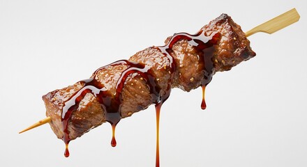 Leckeres Rindfleischspie� gl�nzt saftig dunkelbraune Sauce tropft appetitlich. AI Generated