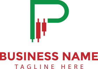 Letter P Trading Logo with Candlestick Chart Concept | Finance and Stock Market Symbol Design