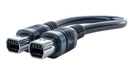 Two parallel computer cables with connectors