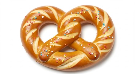 Goldbrauner Brezel leuchtend pr�sentiert s�sse Streusel dekorieren. AI Generated